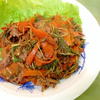 牛肉と水菜の辛味噌炒め煮